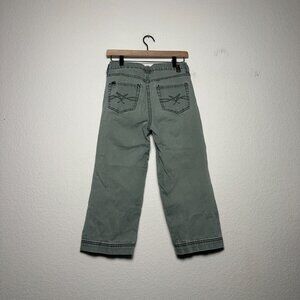 Y2K Jag Jeans Capri Denim Pants Women 4 Green Stretch Cropped Embroidered Indie